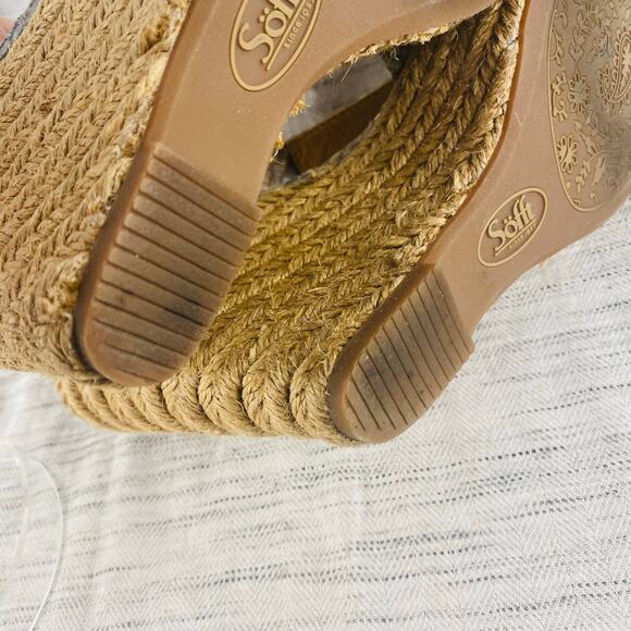 Sofft Leather‎ Snakeskin Wedge Espadrille T-Strap Sandal Size 9 - Picture 5 of 9